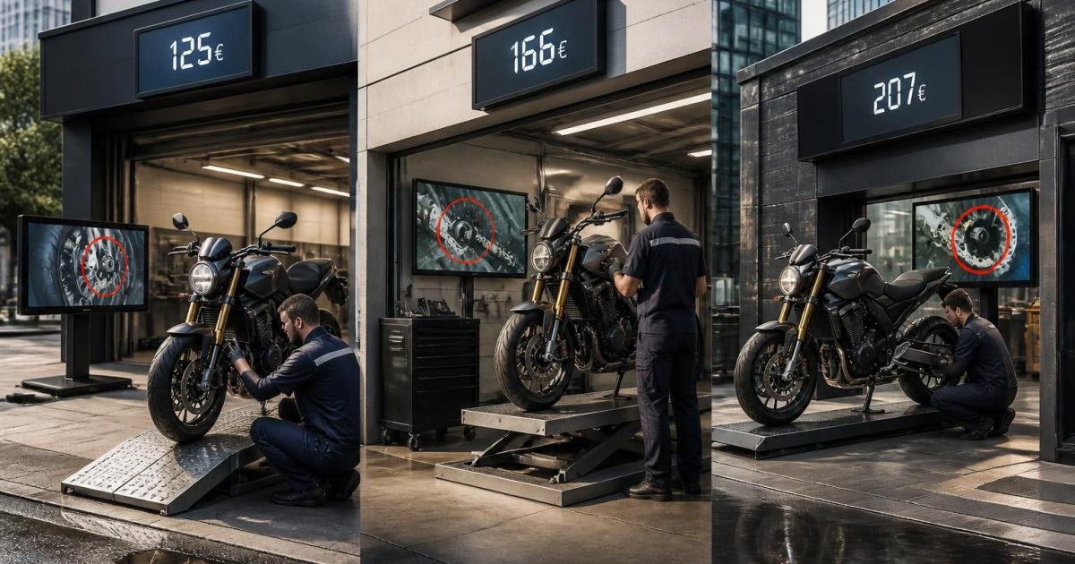 découvrez mon expérience du contrôle technique moto 2026 réalisé dans 3 centres différents, avec un écart de prix de 41 € et l'apparition de 2 défauts uniques à un seul centre.