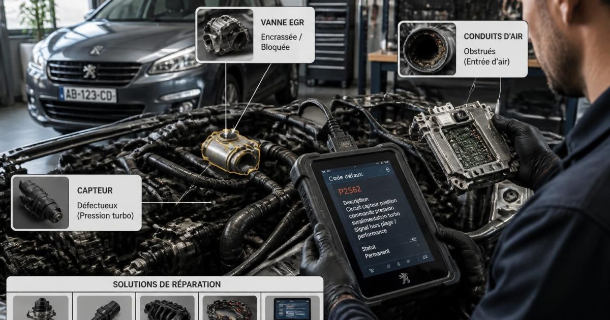Le code défaut Peugeot P2562, causes, symptômes et solutions possibles